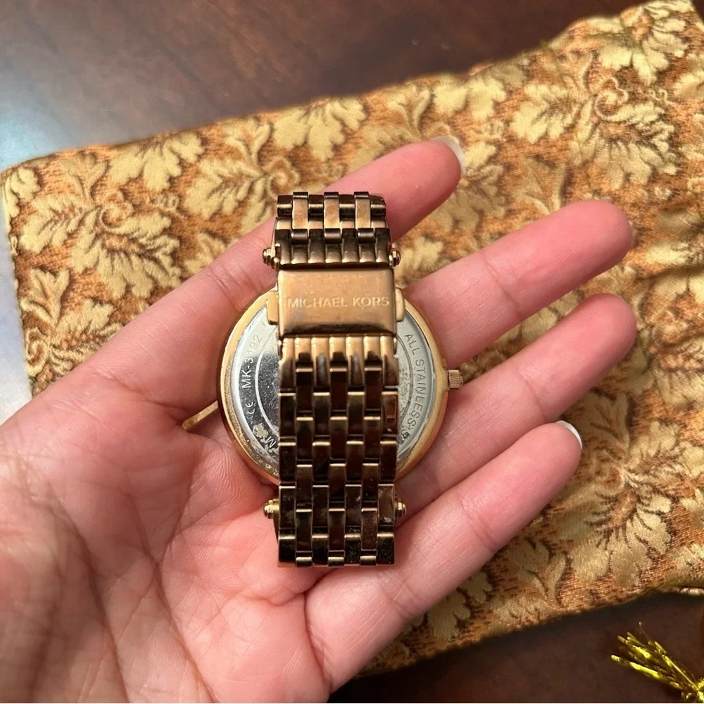 Michael Kors Darci Rose Gold Tone Glitz Stainless Steel Watch